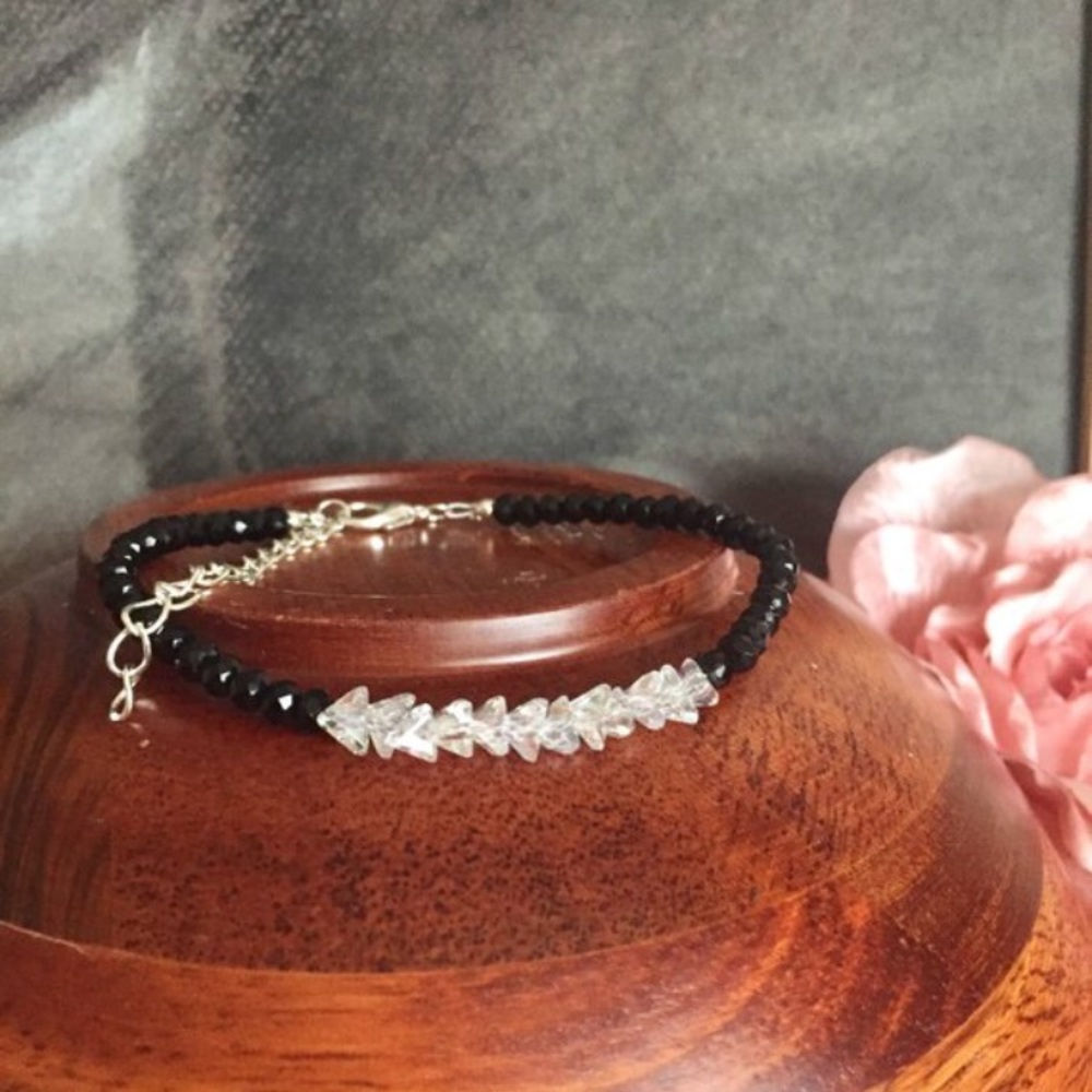Herkimer diamond black spinel boho chick bracelet
